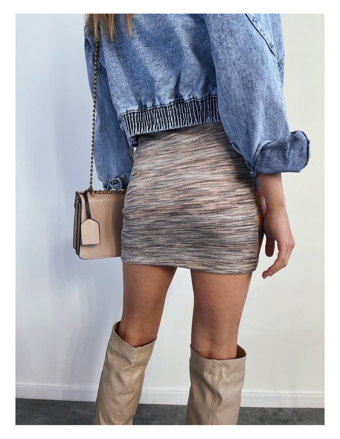 Short skirt with cappuccino stripe 0721 - Online store - Boutique